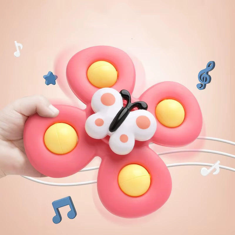 SplashFun 3-Piece Baby Bath Toy Set – Fun Cartoon Spinner Suction Cup Rattles for Babies & Toddlers
