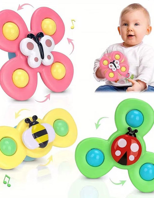 Load image into Gallery viewer, SplashFun 3-Piece Baby Bath Toy Set – Fun Cartoon Spinner Suction Cup Rattles for Babies &amp; Toddlers
