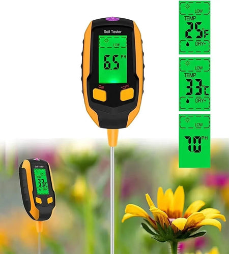SmartGrow 4-in-1 Digital Soil Meter – Moisture, pH, Temperature & Sunlight Intensity for Perfect Plant Care