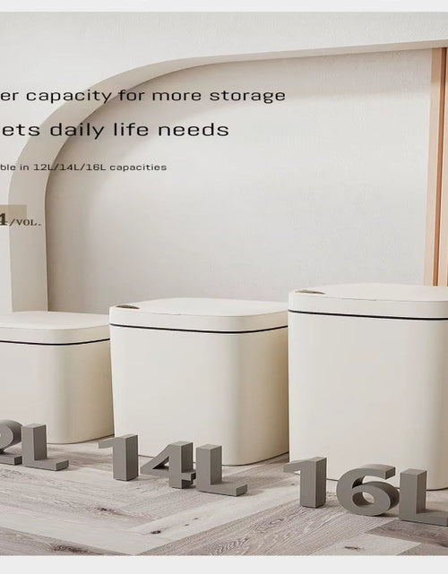 Load image into Gallery viewer, 16L Smart Bathroom Trash Can White Non-Contact Narrow Smart Sensor Trash Can Smart Home Automatic Bagging Electronic Trash Can
