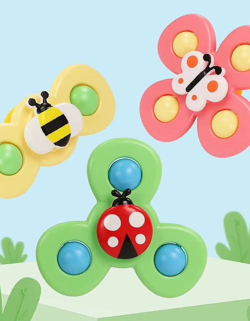 Load image into Gallery viewer, SplashFun 3-Piece Baby Bath Toy Set – Fun Cartoon Spinner Suction Cup Rattles for Babies &amp; Toddlers
