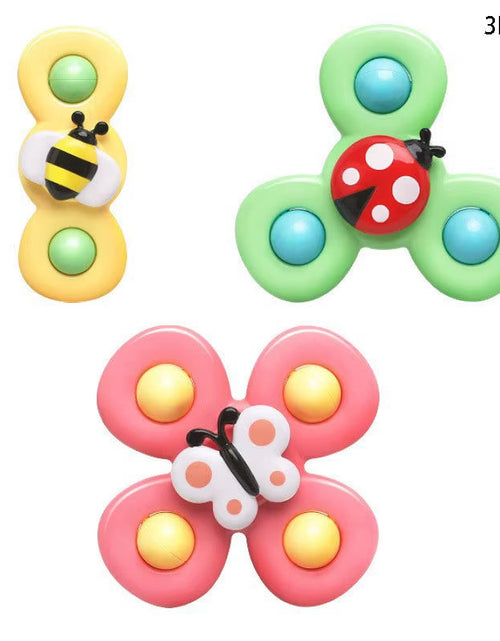Load image into Gallery viewer, SplashFun 3-Piece Baby Bath Toy Set – Fun Cartoon Spinner Suction Cup Rattles for Babies &amp; Toddlers
