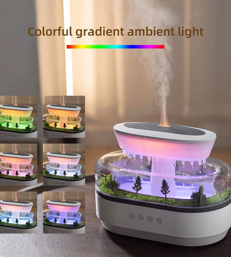 AuraMist Raindrop Humidifier – Aromatherapy Diffuser with Rainbow Light & Essential Oil Benefits for Home