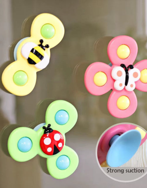 Load image into Gallery viewer, SplashFun 3-Piece Baby Bath Toy Set – Fun Cartoon Spinner Suction Cup Rattles for Babies &amp; Toddlers
